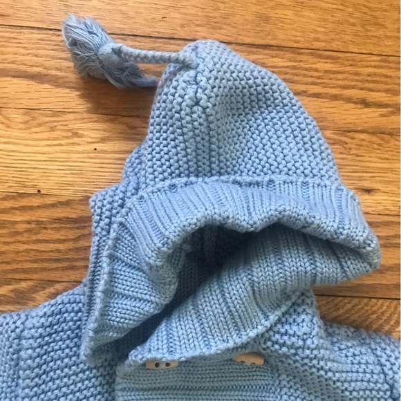 Jacadi Baby Blue Hooded Cotton Unisex Sweater - Size 6 Months - Picture 8 of 10
